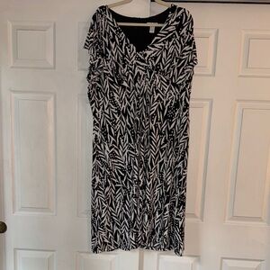 Black and White  London Times Patterned Women's Dress
